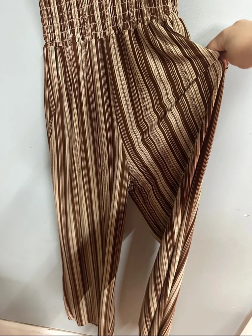 Sleeveless Brown Striped Maxi Dress - Picture 2 of 6